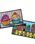 Velvet Art to Go! 2 Spiral Bound Coloring Books W/Perforated Cardstock Pages, Fuzzy, Felt, Great for Travel: Planes, Cars, Backpacks, 20 Different Projects Total, Kids & Adults, 4"X6".