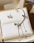 Shiny Zircon Butterfly Ear Cuff Gold Color Tassel Clip On Earrings For Women Korea Style Copper Earring Without Piercing Jewelry