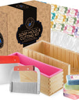 Soap Making Supplies with Soap Molds with Wooden Box, Soap Cutters, Wavy and Straight Scraper, Personalized Labels and Plastic Bags - DIY Adults Craft Kits