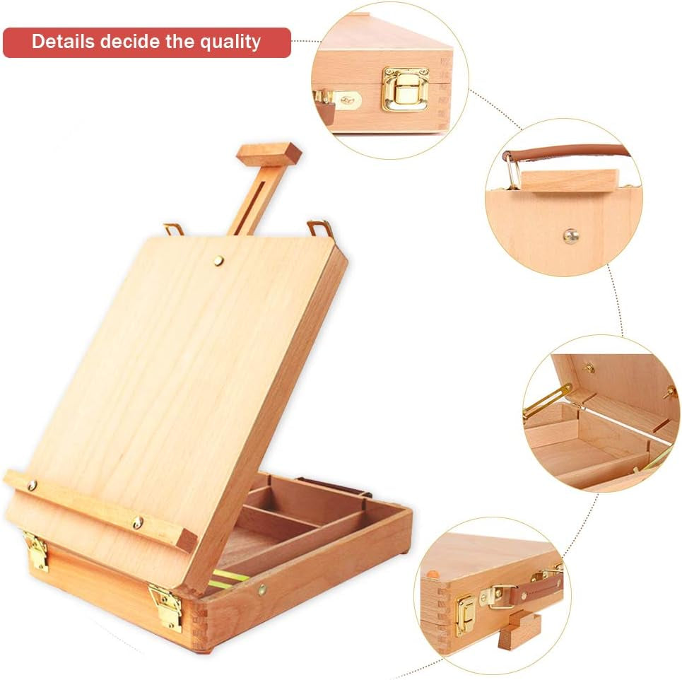 Premium Sketchbox Desktop Art Easel, Tabletop, Wooden for Painting, Student, Artist, Beginner