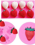 3Pcs/Set Strawberry Fondant Gumpaste Mold Silicone Chocolate Candy Mold for Cupcake Cake Decoration Handmade Soap Embeds Polymer Clay Resin Mold