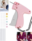 Quick Clothing Fixer, Quick Clothes Fixer, Quick Clothing Fixer Gun, Mini Quick Repair Garment Sewing Machine, Instant Buttons Garment Connector with Buckles Needles (1-Pink)