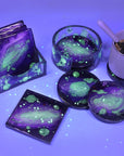 Coaster Resin Molds, Upgraded 10Pcs Epoxy Molds Holder Kit with 5 Plastic Dropper 5 Wooden Sticks 2 Gloves, Sturdy Silicone Molds for Epoxy Resin, Cups Mats