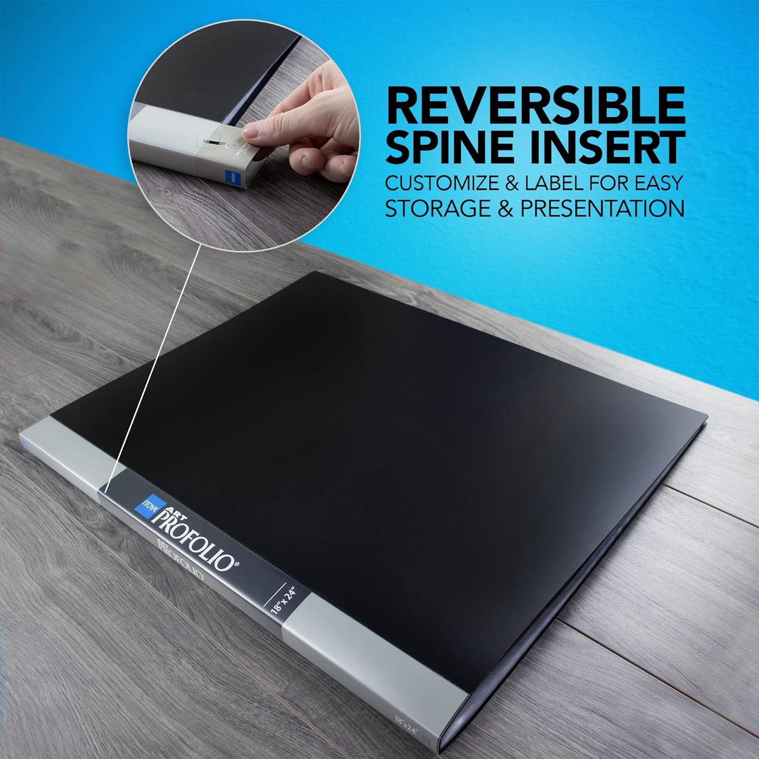 Original Art Profolio 18X24 Black Photo Album Book with 48 Pages - Protective Binder with Plastic Sleeves