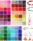 2100 Pieces 8Mm round Glass Beads for Bracelets, 84 Colors Crystal Glass Beads for Jewelry Making and DIY Crafts