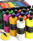 14 Colors Large Bulk Acrylic Paint Set (16.9 Oz,500 Ml) Rich Art Painting Supplies, Non Toxic for Multi Surface Canvas Wood Leather Fabric Stone Craft, for Kid & Adult with Color Wheel