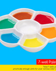 7-Well Studio Porcelain Paint Palette Tray,Artist Mixing Colour Tray by 4-3/4 Inches for Watercolor Gouache Painting,Round,White