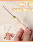 35 Pcs Punch Needle Kit, Punch Needle Tool Adjustable Punch Needle Embroidery Kits Include Wooden Handle Embroidery Pen Set, Big Eye Needles, Punch Needle Cloth - Stocking Stuffers for Adults Beginne
