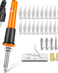 30 Pieces Electric Hot Knife Cutter Tool, 20 Pieces Blades, 3 Pieces Blade Holders, 2 Pyrography Blades, Metal Stand Hot Carving Knife for Cutting Carving Soft Thin Foam Cloth Stencil