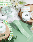8 Rolls Greenery Baby Shower Ribbon 7/8 Inch Welcome Baby Craft Ribbon Eucalyptus Leaves Print Grosgrain Ribbon for Gift Wrapping Baby Shower Gender Reveal Party Diaper Cake Decor, 40 Yard Total