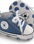 Unisex Baby Boys Girls High Top Sneaker Soft Anti-Slip Sole Newborn Infant First Walkers Canvas Denim Shoes