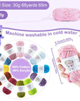 20 Skeins * 30G Crochet Set Kit for Beginners, Soft Cotton Yarn Kit for Crocheting Amigurumi and Crafts, Multicolor Yarn, 2 Crochet Hooks, 60% Cotton 40% Acrylic, Worsted Weight Yarn 4