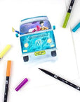 56217 Dual Brush Pen Art Markers, Retro, 10-Pack. Blendable, Brush and Fine Tip Markers