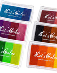 Craft Ink Pad, Washable DIY Stamp Ink Pads for Kids, 24 Colors Finger Print Ink Pads for Scrapbooking, Card Making, Painting, Set of 6 Multicolor Rainbow Ink Pads