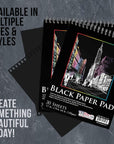 11" X 14" Premium Black Heavyweight Paper Sketch Pad, Pack of 2, 30 Sheets Each, 64Lb (140Gsm) - Spiral Bound Artist Drawing Paper - Colored Pencils, Gel Pens, Oil Pastels