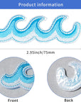 10 Pieces Ocean Wave Embroidered Patches Blue Sea Wave Iron on Patch Wave Applique Repair Patch for Clothes Dress Jackets Caps DIY Embroidery Patches Sewing Craft Decoration