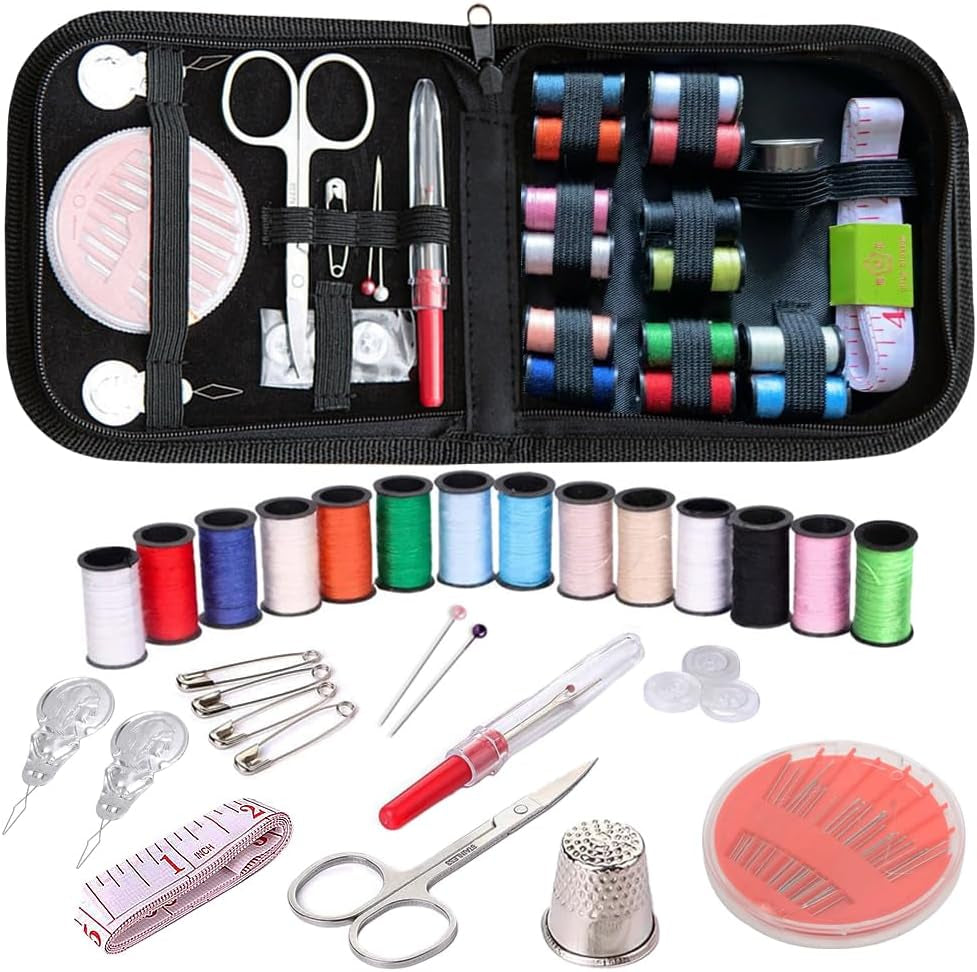 Sewing Kit,Sewing Bag Set, Portable Sewing Kit - DIY Supplies with Accessories, Ideal for Adults, Beginners, Travelers and More. Includes Black Handbag.
