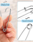 - Safety Pins (Upgraded), 2.3", 12 Pack, Silver, Safety Pin, Safety Pins Bulk, Large Safety Pins for Clothes, Safety Pins for Clothes, Heavy Duty Safety Pins for Thick Fabric