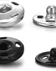 100 Sets Sew-On Snap Buttons Metal Snap Fastener Buttons Press Button for Sewing Clothing, Black and Silvery (8Mm,10Mm)