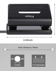 2 Hole Punch,Hole Puncher, Smart Touch, 10 Sheet Punch Capacity, Low Force, Black