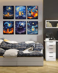 6 Pack Anime Diamond Painting Kits for Adults, Starry Night 5D DIY Full Drill Beginners Cartoon Diamond Art Kits for Anime Lovers Room Bedroom Living Room Bathroom Wall Decor 12X16 Inch
