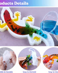 Resin Molds Silicone, 2 Pcs Animal Epoxy Resin Molds with Realistic Frog and Lizard Shapes, 3D Lifelike Silicone Molds for Epoxy Resin, Wall Desktop, Cabinets Decor