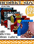 100 Pcs 10 X 10 Inches Cotton Fabric Square No Repeat Patchwork Fabrics Cotton Printed Craft Fabric Patchwork Bundles Quilting Fabric Craft for DIY Sewing Cloths Handmade Accessories (African)
