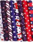 8 Pieces 20 X 20 Inch 4Th of July Day Independence Day Fabric American Flag Memorial Printed American Flag Polyester Cotton Square Fabric for Sewing Patchwork DIY Craft Earrings Hair Bows