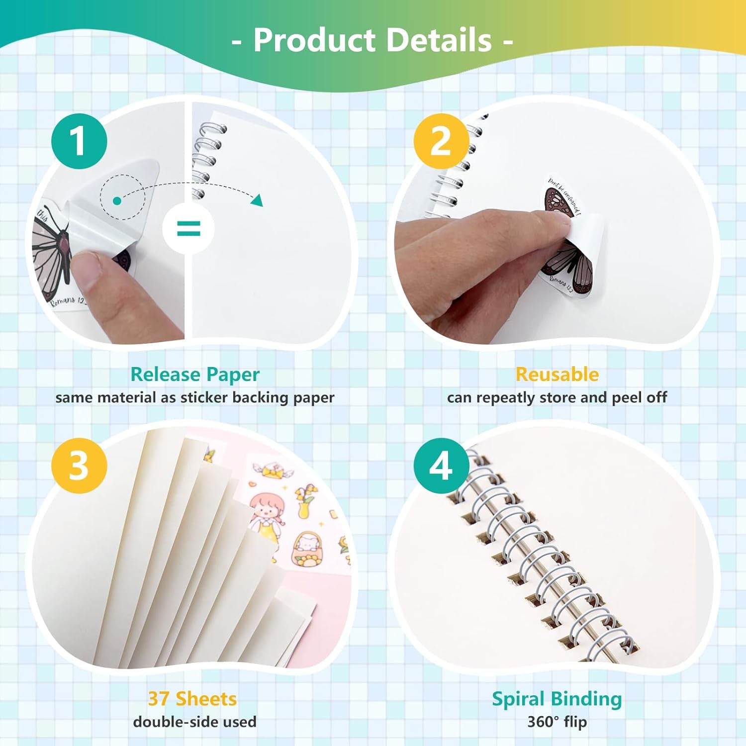 Reusable Sticker Book Collecting Album Sticker Storage Book for Adults 37 Sheets Release Paper Sticker Collection Book A5 Size Cute Sticker Keeper Holder (Planet)