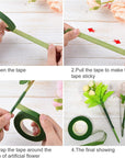 Floral Arrangement Kit with Green Floral Tape, 22 Gauge Floral Wire Stems, 26 Gauge Paddle Floral Wire and Floral Wire Cutter for Bouquets Banquets, Artificial Flowers
