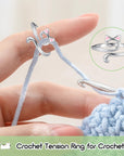 Crochet Rings for Crocheting Adjustable Crochet Tension Ring for Finger Cat Yarn Guide Ring Knitting Crochet Accessories with Box for Women 3Pcs