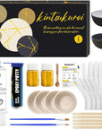 Kintsugi Repair Kit Food Safety, Japanese Gold Repair Kit, Bio Gold Glue for Ceramics and Porcelain Repair, Ceramic Repair Kit with Two Practice Cup Perfect for Beginners, Dishwasher Safety
