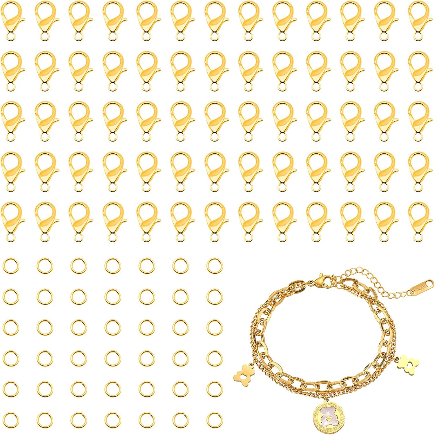 Lobster Clasps for Jewelry Making,  300 Pcs 12Mm Silver Lobster Claw Clasps with Jump Rings for DIY Necklace Bracelets(Silver)