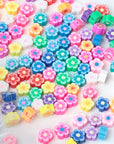100 Pcs Flower Beads Colored Polymer Clay Beads for DIY Jewelry Bracelet Earring Necklace Craft Making Supplies