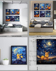 6 Pack Anime Diamond Painting Kits for Adults, Starry Night 5D DIY Full Drill Beginners Cartoon Diamond Art Kits for Anime Lovers Room Bedroom Living Room Bathroom Wall Decor 12X16 Inch