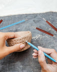 Clay Tools 21 PCS, Pottery Tool Kit Dotting Tools Polymer Clay Tools, Ceramics Tools with Wooden Handle Pottery Tool Bag