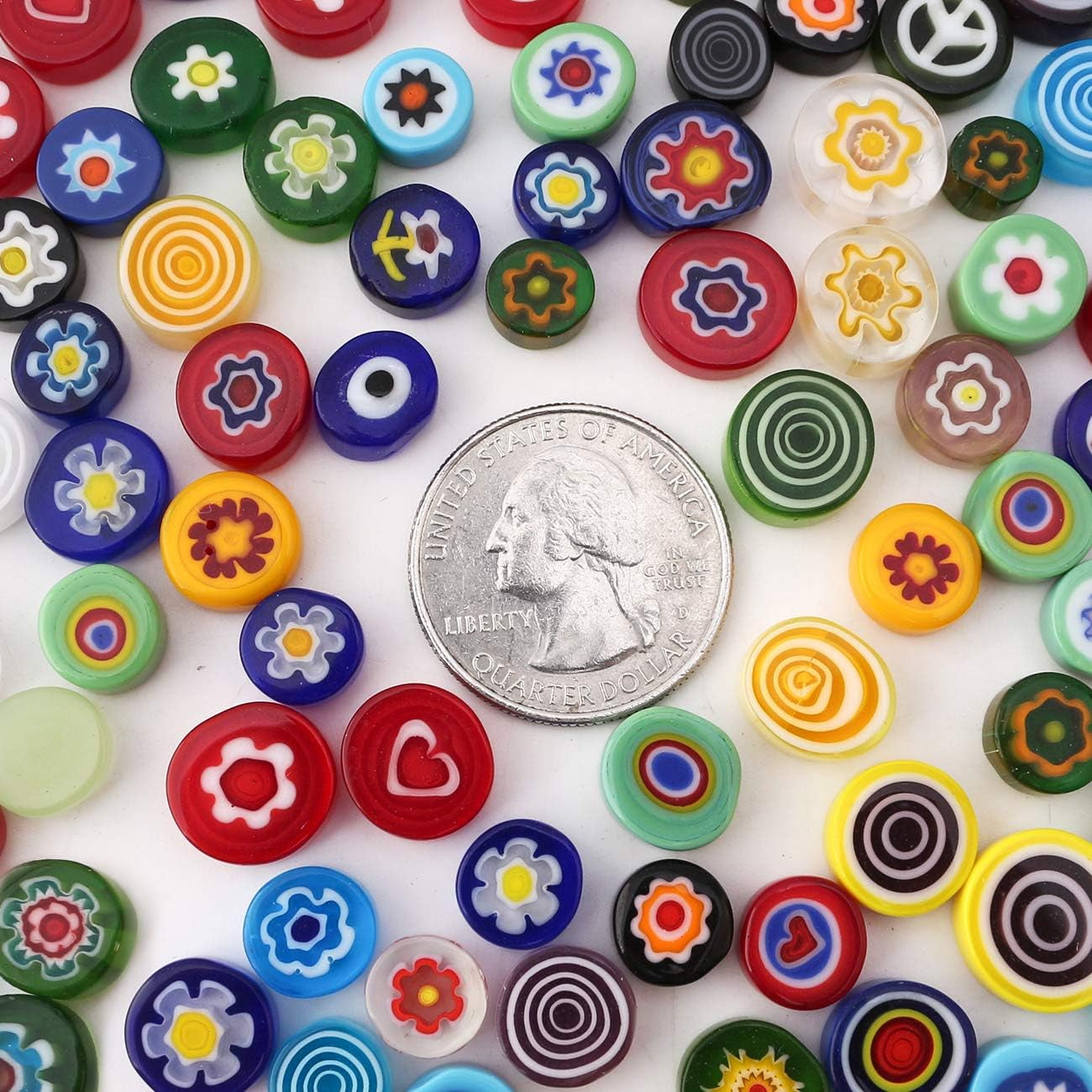 Millefiori Glass Mosaic Tiles for Crafts, Mosaic Glass Pieces,No-Hole Millefiori Glass Beads, Mosaic for Christmas Ornaments,Mosaic Jewelry