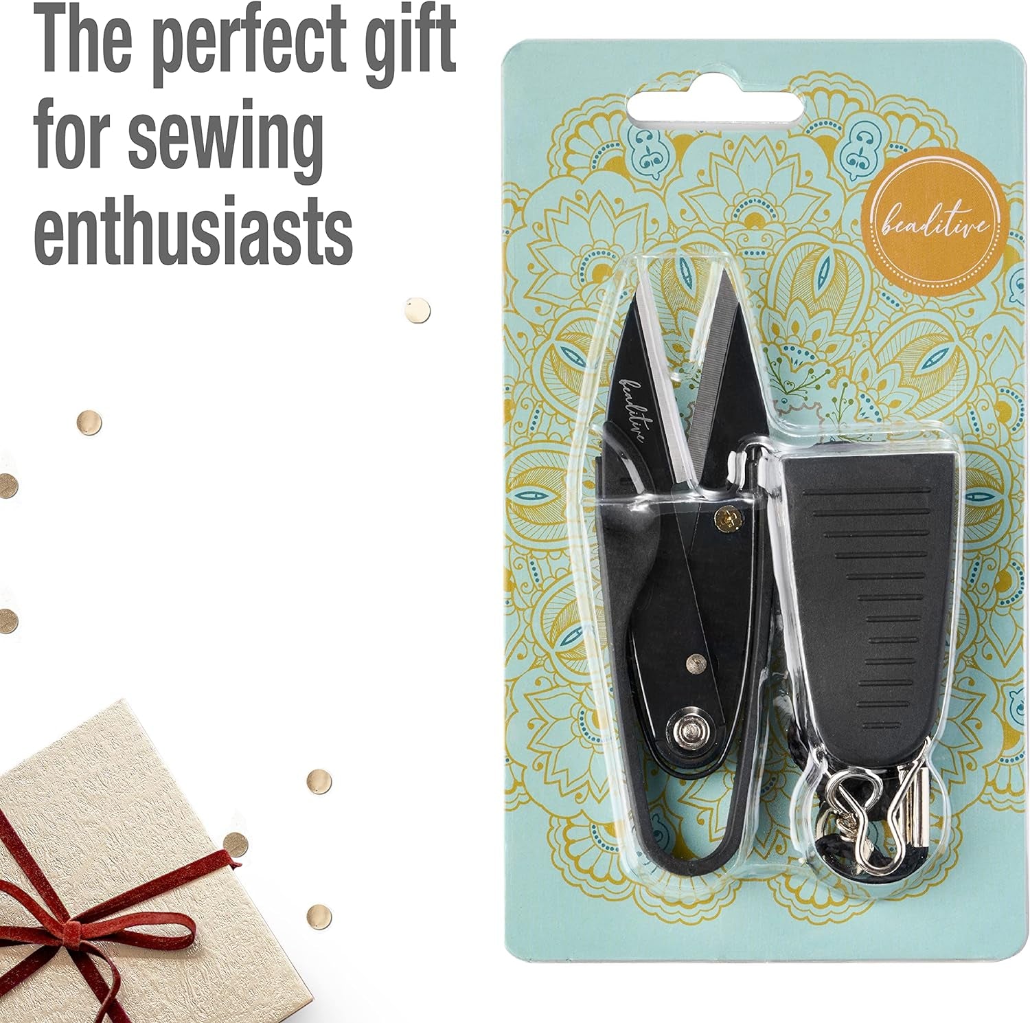 Premium Thread Snips - Thread, Yarn, Embroidery Snipper for Sewing, Quilting, Knitting, Jewelry Making - High-Carbon Steel Blades with Protective Cap and Lanyard