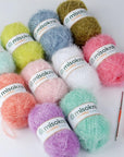 Pastel Scrubby Yarn for Dishcloths Crocheting 10 Skeins Package (Type B) - Polyester 100%, 1.4Oz(40G) Each, 98 Yards per Skein