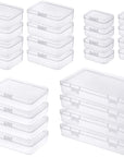 24 Pieces Mixed Sizes Rectangular Empty Mini Clear Plastic Organizer Storage Box Containers with Hinged Lids for Small Items and Other Craft Projects
