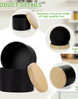 4Oz Black Candle Tins, Black Matte Candle Jars with Wood Grain Lids for Candle Making,Black Empty Metal Candle Container for Making Candles
