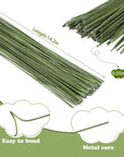 100 Pack Floral Wire 18 Gauge Crafts Wire Florist Wire Stems Diameter 0.05In Green Flower Wire for Flower Arrangement Supplies Crafts Bouquet Stem Wreath Making (14 Inch)