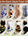 32 Pieces Enamel Cat Charms for Jewelry Making and Crafting - Cute Kitty Charm for Bracelets Earrings Necklaces Pendants Keychains Crafts (32Pcs Cat-C)
