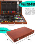 102-Piece Deluxe Wooden Art Supply Set - 24 Watercolors, 17 Brushes, 24 Colored Pencils, Sketch Pads