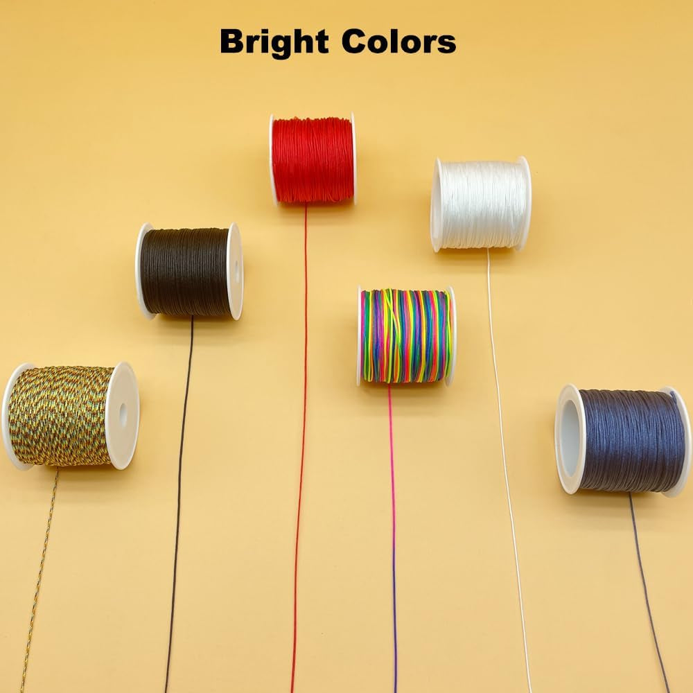Nylon String for Bracelets, 6 Rolls 270 Yards 0.8 Mm Beading Cord for Kumihimo, Blinds String, Braided Bracelets, Chinese Knot, Wind Chime, Jewelry Making