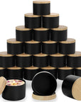 4Oz Black Candle Tins, Black Matte Candle Jars with Wood Grain Lids for Candle Making,Black Empty Metal Candle Container for Making Candles
