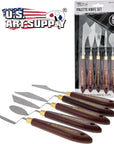 5-Piece Artist Stainless Steel Palette Knife Set - Wood Hande Flexible Spatula Painting Knives for Color Mixing Spreading, Applying Oil, Acrylic, Epoxy, Pouring Paint on Canvases, Cake