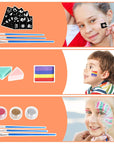 Face Painting Kit for Kids - 24 Water Based Non-Toxic Sensitive Skin Paints 3 Glitters 1 Rainbow Split Cake 2 Hair Chalks Combs 3 Paint Brushes 40 Stencils Face Body Paint for Kids Party