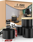 Upgraded 24 Pack Candle Tins 8 Oz with Lids, Bulk Empty Candle Jars for Making Candles, Premium Metal Candle Containers, round Candle Vessels Kit for Adults DIY Candle Making (Black and Wood Grain)