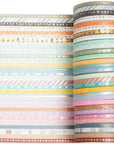 60 Rolls Skinny Washi Tape Set Gold Foil Masking Thin Basic Patterns Decorative Tapes for Arts, DIY Crafts, Journals, Planners, Scrapbook, Wrapping